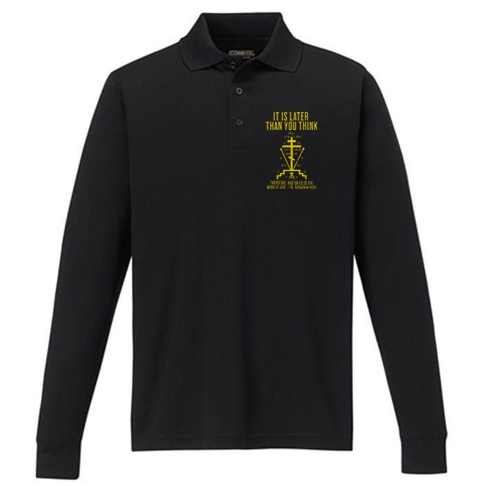 Eastern Orthodox Fr. Seraphim Rose Cross Gift Performance Long Sleeve Polo