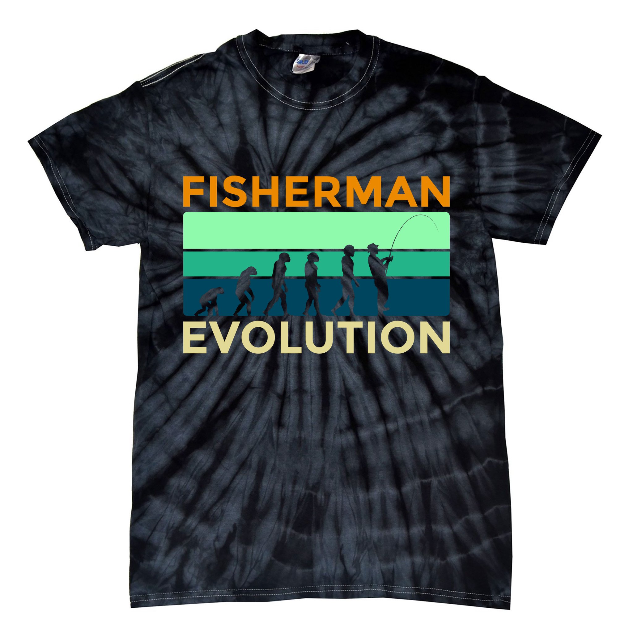 Evolution Of Fishing Tie-Dye T-Shirt