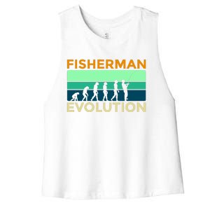 Evolution Of Fishing Women's Racerback Cropped Tank