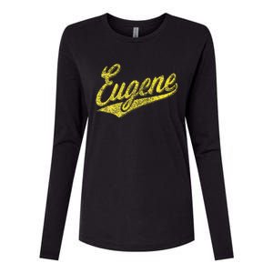 Eugene Oregon Flag Sports Baseball Script Jersey Swoosh Womens Cotton Relaxed Long Sleeve T-Shirt