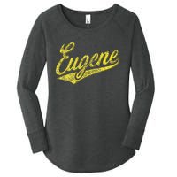 Eugene Oregon Flag Sports Baseball Script Jersey Swoosh Women's Perfect Tri Tunic Long Sleeve Shirt