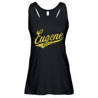 Eugene Oregon Flag Sports Baseball Script Jersey Swoosh Ladies Essential Flowy Tank