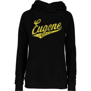 Eugene Oregon Flag Sports Baseball Script Jersey Swoosh Womens Funnel Neck Pullover Hood