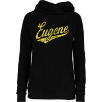 Eugene Oregon Flag Sports Baseball Script Jersey Swoosh Womens Funnel Neck Pullover Hood