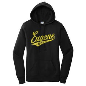 Eugene Oregon Flag Sports Baseball Script Jersey Swoosh Women's Pullover Hoodie