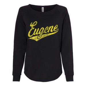 Eugene Oregon Flag Sports Baseball Script Jersey Swoosh Womens California Wash Sweatshirt