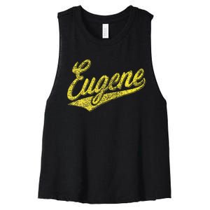 Eugene Oregon Flag Sports Baseball Script Jersey Swoosh Women's Racerback Cropped Tank