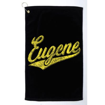 Eugene Oregon Flag Sports Baseball Script Jersey Swoosh Platinum Collection Golf Towel