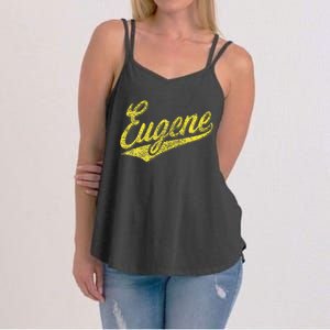 Eugene Oregon Flag Sports Baseball Script Jersey Swoosh Women's Strappy Tank