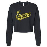 Eugene Oregon Flag Sports Baseball Script Jersey Swoosh Cropped Pullover Crew