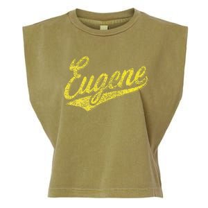 Eugene Oregon Flag Sports Baseball Script Jersey Swoosh Garment-Dyed Women's Muscle Tee