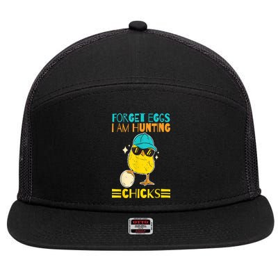Easter Outfit Forget Eggs I'm Hunting Chicks 7 Panel Mesh Trucker Snapback Hat