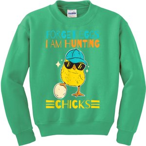 Easter Outfit Forget Eggs I'm Hunting Chicks Kids Sweatshirt