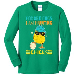 Easter Outfit Forget Eggs I'm Hunting Chicks Kids Long Sleeve Shirt