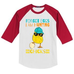 Easter Outfit Forget Eggs I'm Hunting Chicks Kids Colorblock Raglan Jersey