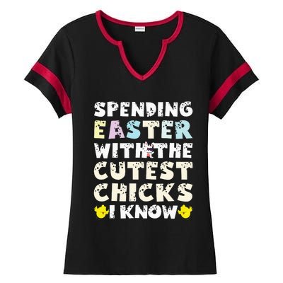 Easter Outfit For  Funny Cutest Chicks Ladies Halftime Notch Neck Tee