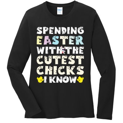 Easter Outfit For  Funny Cutest Chicks Ladies Long Sleeve Shirt