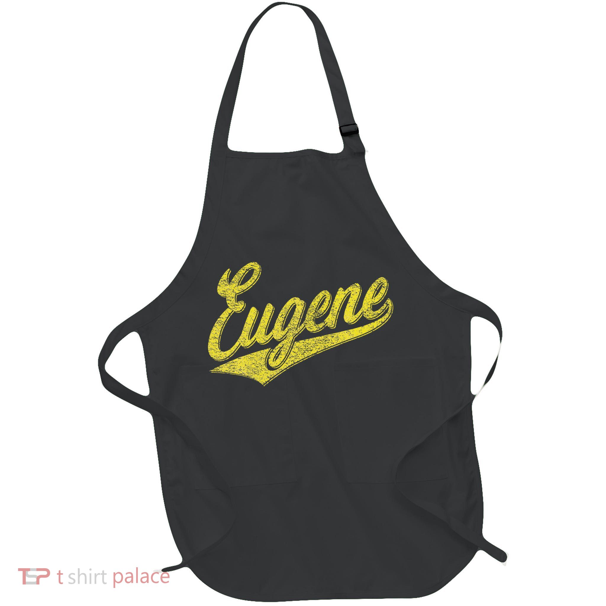 Eugene Oregon Flag Sports Baseball Script Jersey Swoosh Full-Length Apron With Pockets