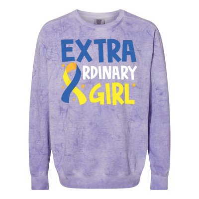 Extra Ordinary Girl Down Syndrome Awareness Colorblast Crewneck Sweatshirt