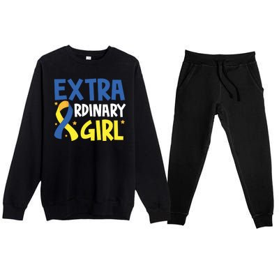 Extra Ordinary Girl Down Syndrome Awareness Premium Crewneck Sweatsuit Set