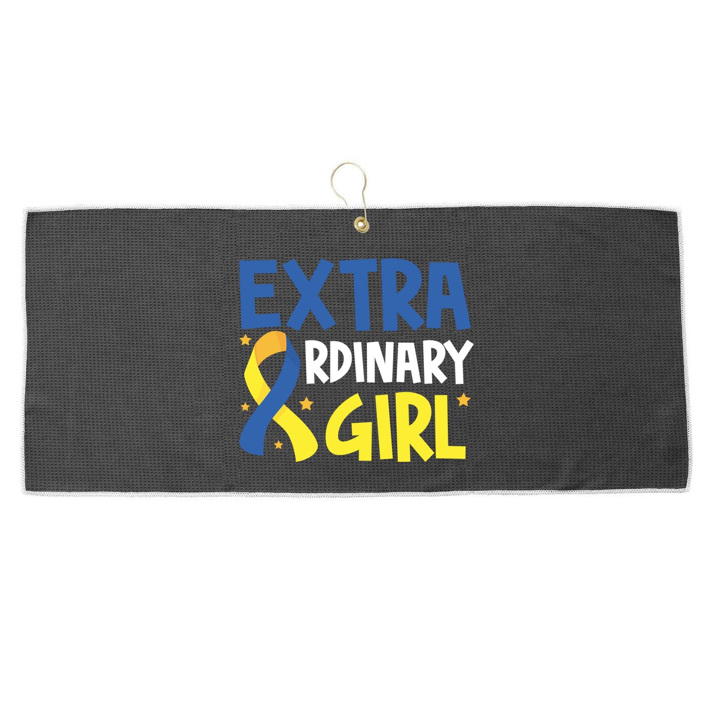 Extra Ordinary Girl Down Syndrome Awareness Large Microfiber Waffle Golf Towel