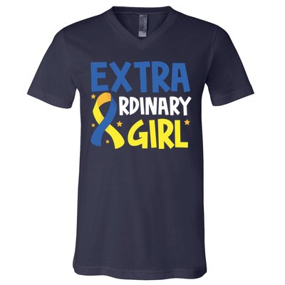 Extra Ordinary Girl Down Syndrome Awareness V-Neck T-Shirt