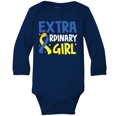 Extra Ordinary Girl Down Syndrome Awareness Baby Long Sleeve Bodysuit