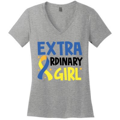 Extra Ordinary Girl Down Syndrome Awareness Women's V-Neck T-Shirt