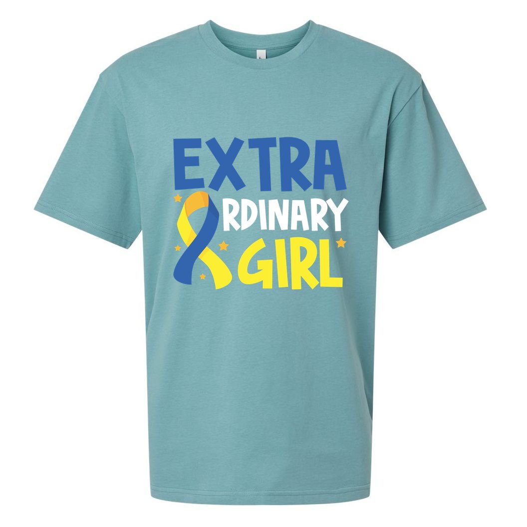 Extra Ordinary Girl Down Syndrome Awareness Sueded Cloud Jersey T-Shirt