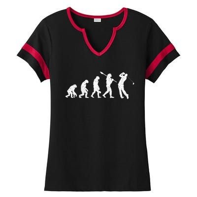 Evolution Of Golfer Dad Grandpa Golfing Lover Golf Player Ladies Halftime Notch Neck Tee