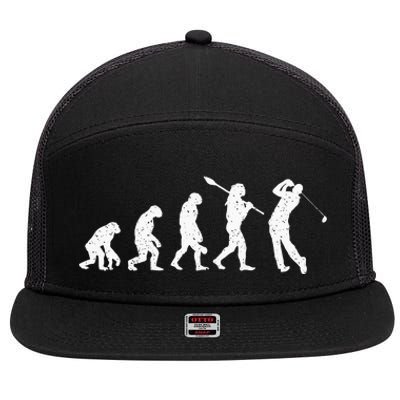 Evolution Of Golfer Dad Grandpa Golfing Lover Golf Player 7 Panel Mesh Trucker Snapback Hat