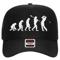 Evolution Of Golfer Dad Grandpa Golfing Lover Golf Player High Crown Mesh Back Trucker Hat