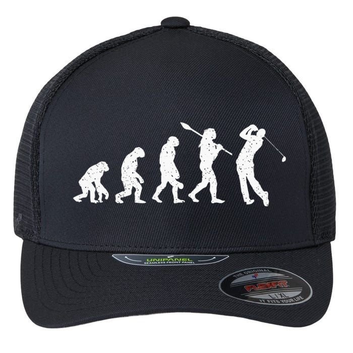 Evolution Of Golfer Dad Grandpa Golfing Lover Golf Player Flexfit Unipanel Trucker Cap