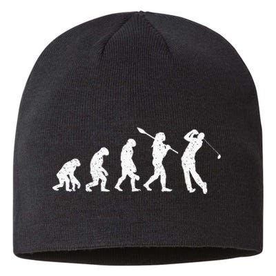 Evolution Of Golfer Dad Grandpa Golfing Lover Golf Player Sustainable Beanie