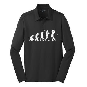 Evolution Of Golfer Dad Grandpa Golfing Lover Golf Player Silk Touch Performance Long Sleeve Polo