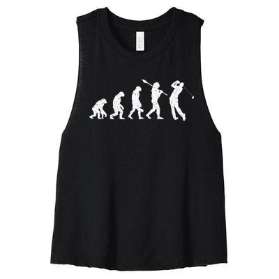 Evolution Of Golfer Dad Grandpa Golfing Lover Golf Player Women's Racerback Cropped Tank