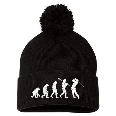 Evolution Of Golfer Dad Grandpa Golfing Lover Golf Player Pom Pom 12in Knit Beanie