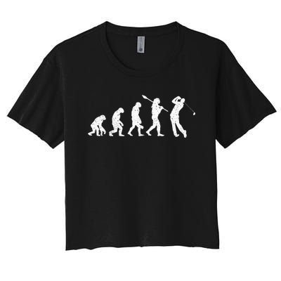 Evolution Of Golfer Dad Grandpa Golfing Lover Golf Player Women's Crop Top Tee