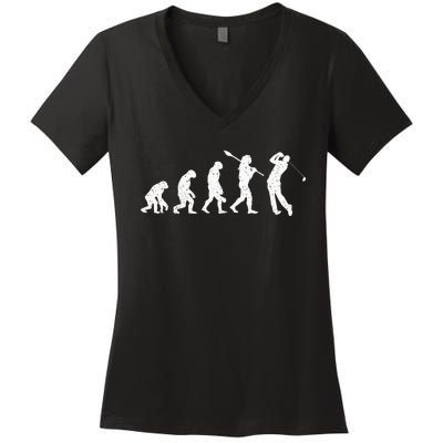 Evolution Of Golfer Dad Grandpa Golfing Lover Golf Player Women's V-Neck T-Shirt