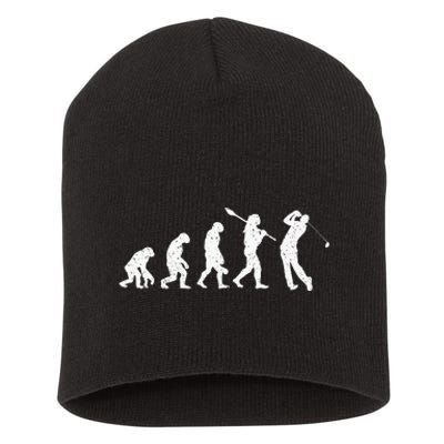 Evolution Of Golfer Dad Grandpa Golfing Lover Golf Player Short Acrylic Beanie