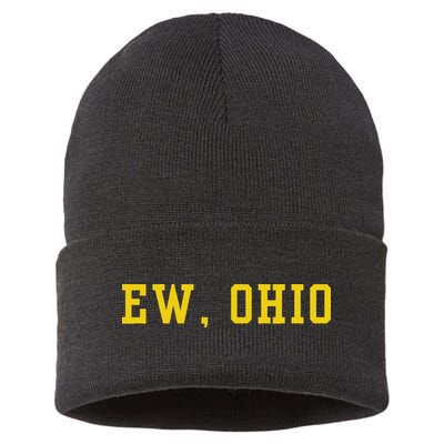Ew Ohio Generation Z & Gen Alpha Brain Rot Funny Slang Sustainable Knit Beanie