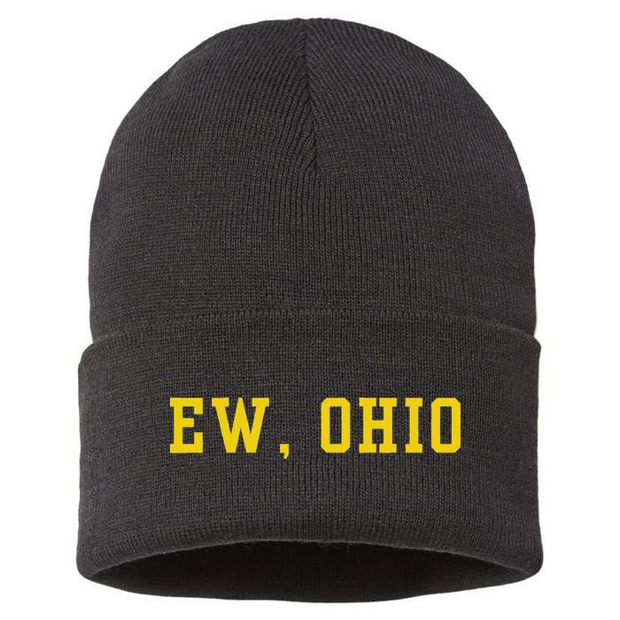 Ew Ohio Generation Z & Gen Alpha Brain Rot Funny Slang Sustainable Knit Beanie