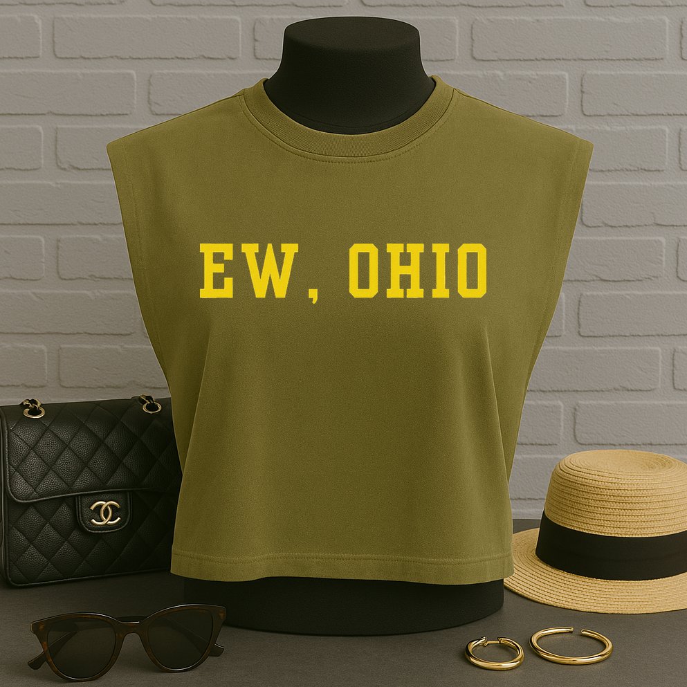 Ew Ohio Generation Z & Gen Alpha Brain Rot Funny Slang Garment-Dyed Women's Muscle Tee