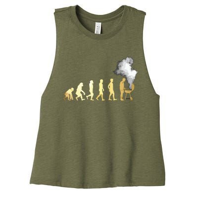 Evolution Of Grill Master Grilling Gifts I Do BBQ Women's Racerback Cropped Tank