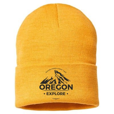 Explore Oregon Graphic Mountain Sustainable Knit Beanie