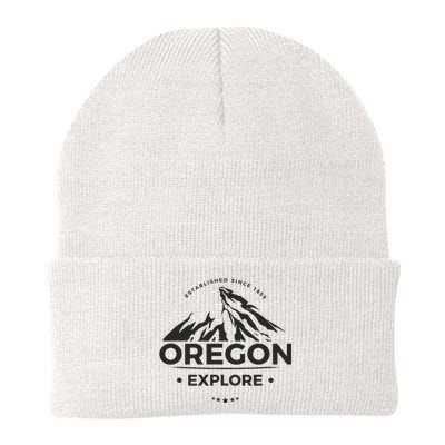 Explore Oregon Graphic Mountain Knit Cap Winter Beanie