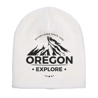 Explore Oregon Graphic Mountain Short Acrylic Beanie