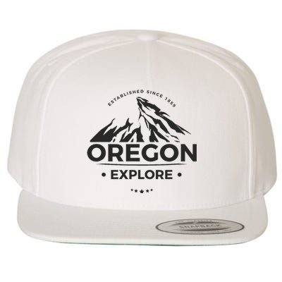 Explore Oregon Graphic Mountain Wool Snapback Cap