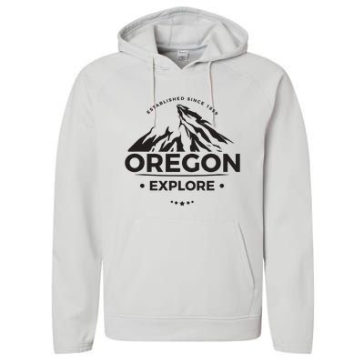 Explore Oregon Graphic Mountain Performance Fleece Hoodie