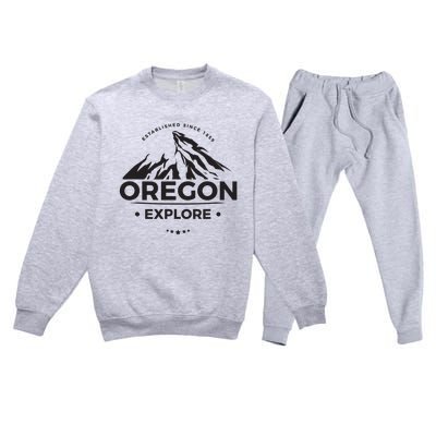 Explore Oregon Graphic Mountain Premium Crewneck Sweatsuit Set